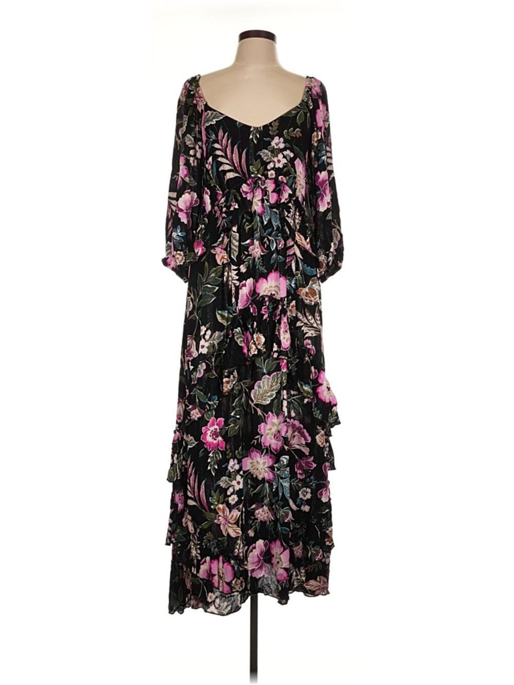NWT Jessica Simpson large Black Floral Print Maxi Dress